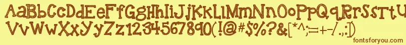 Kbreindeergames Font – Brown Fonts on Yellow Background