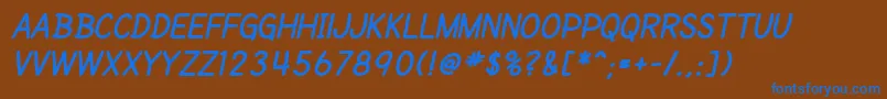 SfCartoonistHandScBoldItalic Font – Blue Fonts on Brown Background