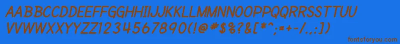 SfCartoonistHandScBoldItalic Font – Brown Fonts on Blue Background