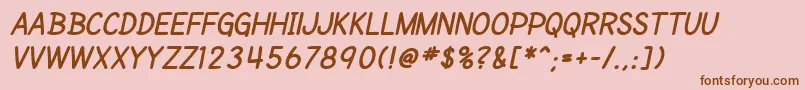 SfCartoonistHandScBoldItalic Font – Brown Fonts on Pink Background