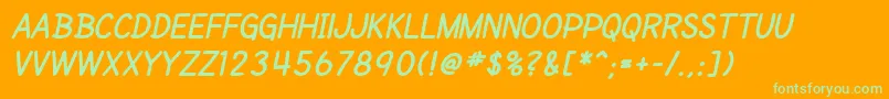 SfCartoonistHandScBoldItalic Font – Green Fonts on Orange Background