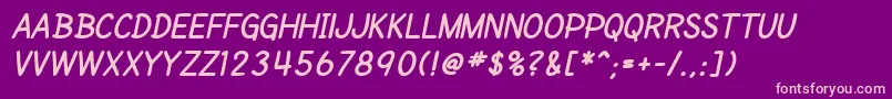 SfCartoonistHandScBoldItalic Font – Pink Fonts on Purple Background