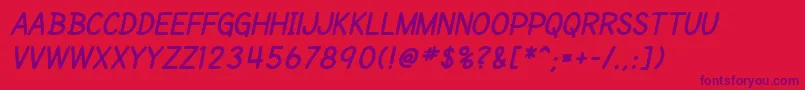SfCartoonistHandScBoldItalic Font – Purple Fonts on Red Background
