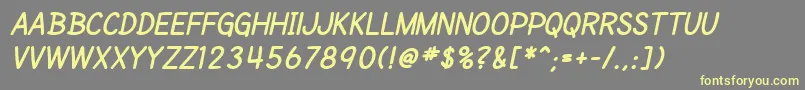 SfCartoonistHandScBoldItalic Font – Yellow Fonts on Gray Background