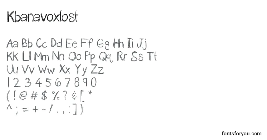 Schriftart Kbanavoxlost – Alphabet, Zahlen, spezielle Symbole