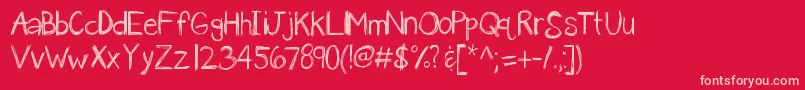 Kbanavoxlost-Schriftart – Rosa Schriften auf rotem Hintergrund