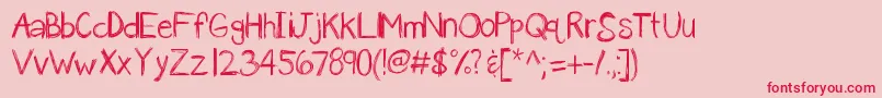 Fonte Kbanavoxlost – fontes vermelhas em um fundo rosa