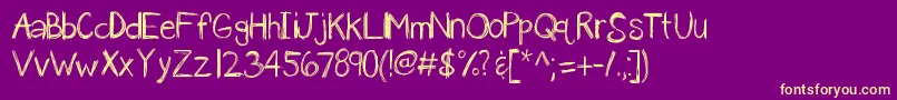 Kbanavoxlost-Schriftart – Gelbe Schriften auf violettem Hintergrund