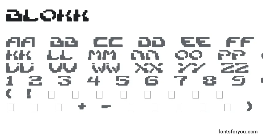 Fuente Blokk - alfabeto, números, caracteres especiales