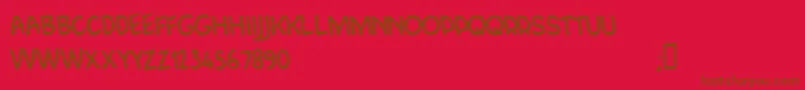 CfjungleadventureRegular-Schriftart – Braune Schriften auf rotem Hintergrund