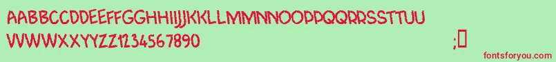 CfjungleadventureRegular Font – Red Fonts on Green Background