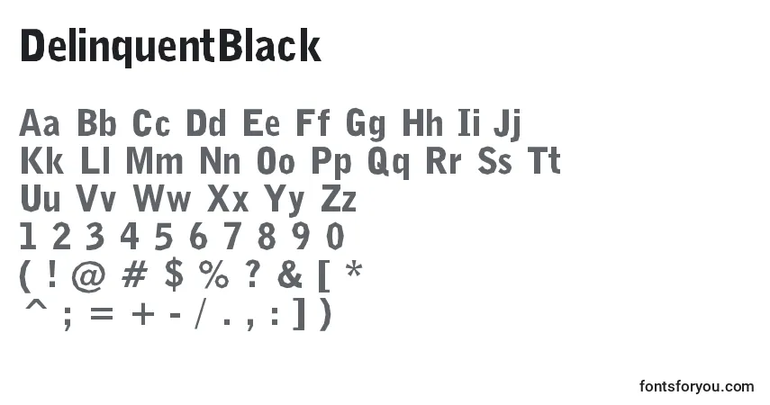 Schriftart DelinquentBlack – Alphabet, Zahlen, spezielle Symbole