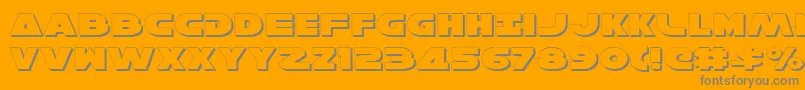 Weitere Informationen zur HanSoloExpandedShadow-Schriftart HanSoloExpandedShadow-Schriftart – Graue Schriften auf orangefarbenem Hintergrund