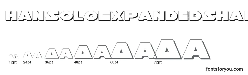 Размеры шрифта HanSoloExpandedShadow