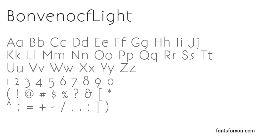 A fonte BonvenocfLight – alfabeto, números, caracteres especiais