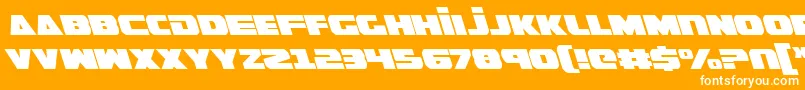 GuardianLeftalic-Schriftart – Weiße Schriften auf orangefarbenem Hintergrund