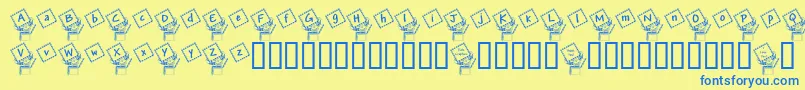 Подробнее о шрифте JackintheboxKg Шрифт JackintheboxKg – синие шрифты на жёлтом фоне