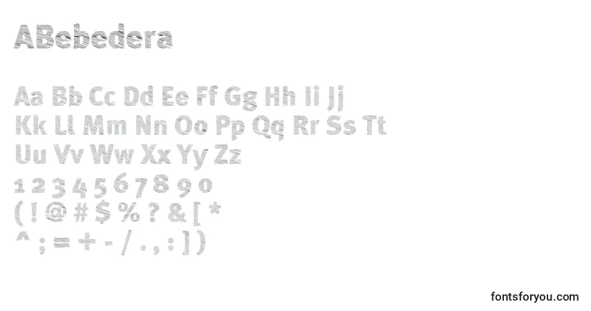 Czcionka ABebedera – alfabet, cyfry, specjalne znaki