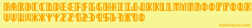 フォントEkster – オレンジの文字が黄色の背景にあります。