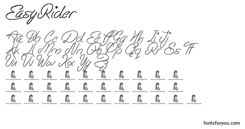 Czcionka EasyRider – alfabet, cyfry, specjalne znaki