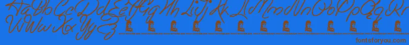 Weitere Informationen zur EasyRider-Schriftart EasyRider-Schriftart – Braune Schriften auf blauem Hintergrund