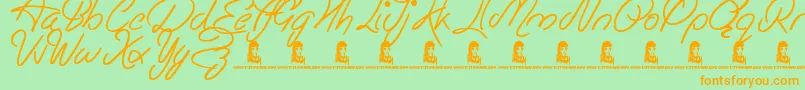 EasyRider-Schriftart – Orangefarbene Schriften auf grünem Hintergrund