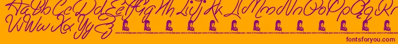 EasyRider-Schriftart – Violette Schriften auf orangefarbenem Hintergrund
