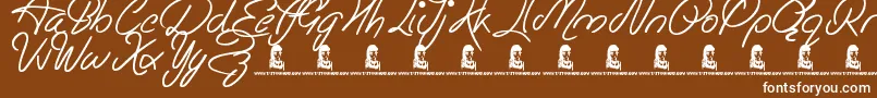 Weitere Informationen zur EasyRider-Schriftart EasyRider-Schriftart – Weiße Schriften auf braunem Hintergrund