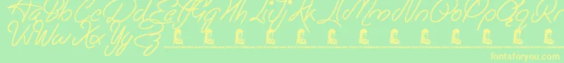 フォントEasyRider – 黄色の文字が緑の背景にあります