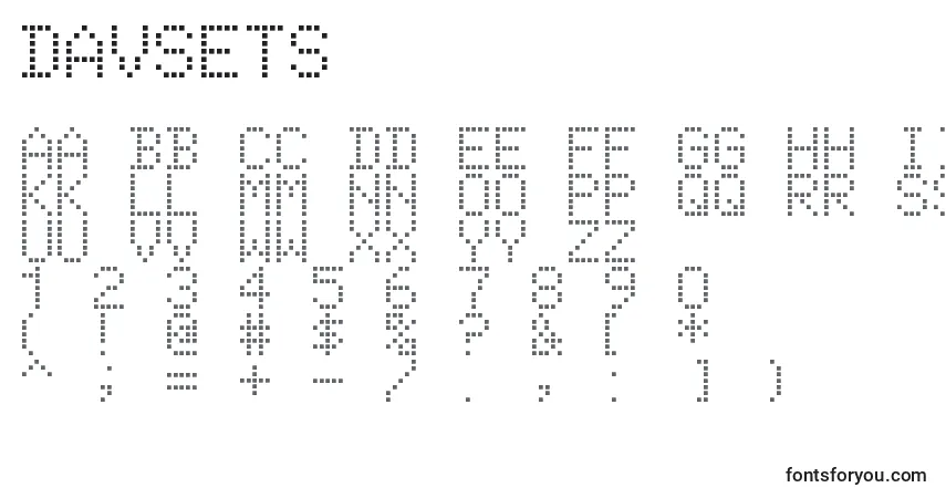 Czcionka DavSets – alfabet, cyfry, specjalne znaki