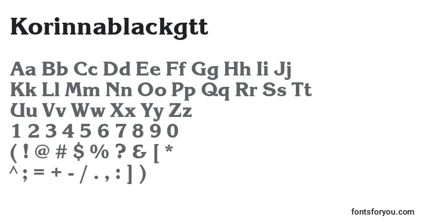 Korinnablackgtt font – alphabet, numbers, special characters