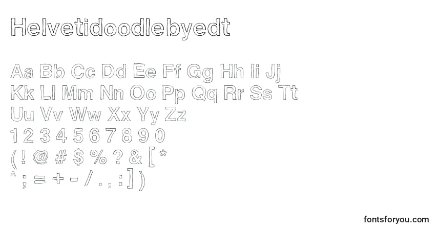 Czcionka Helvetidoodlebyedt – alfabet, cyfry, specjalne znaki