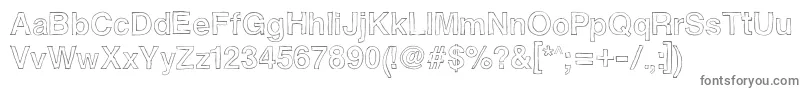 Helvetidoodlebyedt-fontti – harmaat kirjasimet valkoisella taustalla