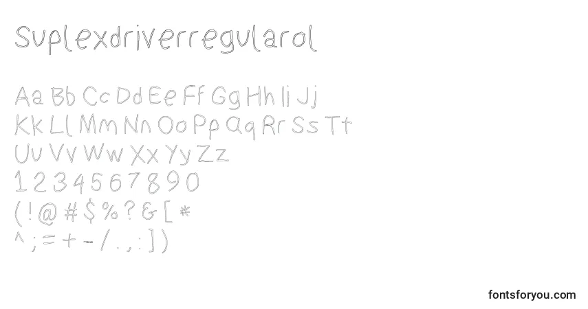 Czcionka Suplexdriverregularol – alfabet, cyfry, specjalne znaki