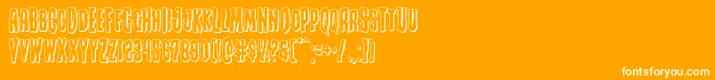 Creepycrawlers3D-Schriftart – Weiße Schriften auf orangefarbenem Hintergrund