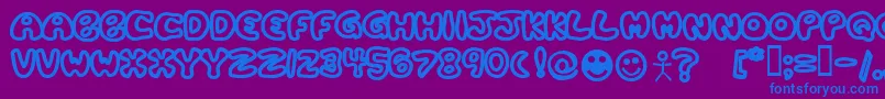 PlasticTomatoBold-Schriftart – Blaue Schriften auf violettem Hintergrund