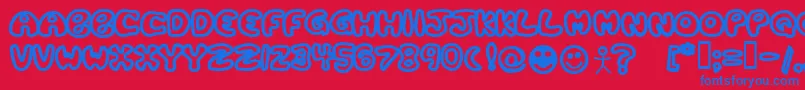 PlasticTomatoBold Font – Blue Fonts on Red Background