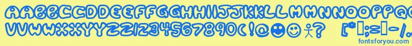 PlasticTomatoBold Font – Blue Fonts on Yellow Background