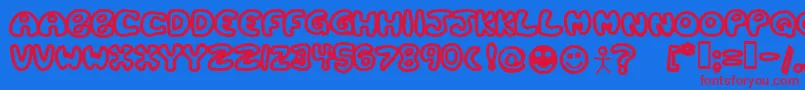 PlasticTomatoBold Font – Red Fonts on Blue Background