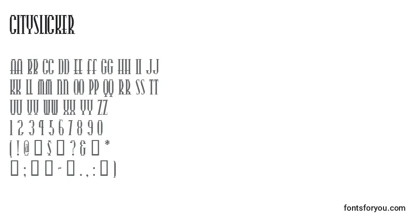 Czcionka Cityslicker – alfabet, cyfry, specjalne znaki