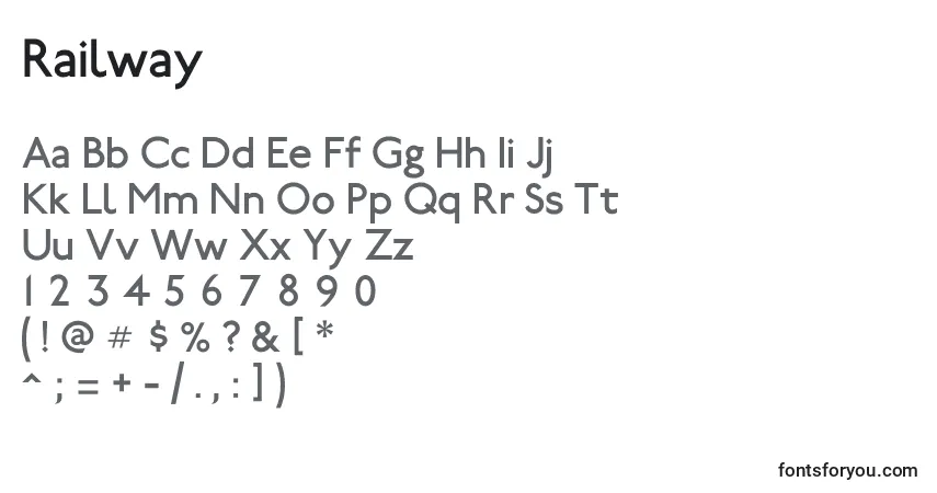 Шрифт Railway – алфавит, цифры, специальные символы