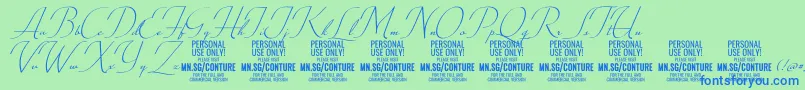 ConturescriptPersonalUseOnly Font – Blue Fonts on Green Background