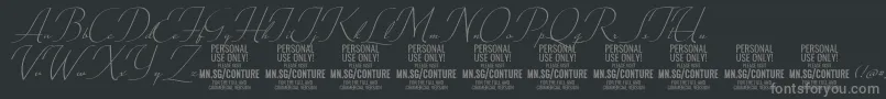 ConturescriptPersonalUseOnly Font – Gray Fonts on Black Background