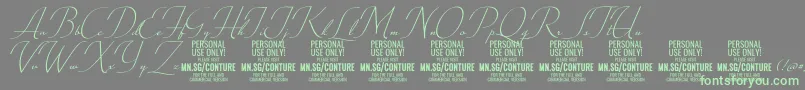 フォントConturescriptPersonalUseOnly – 灰色の背景に緑のフォント