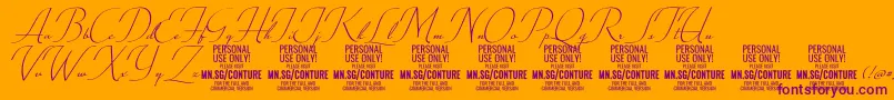 ConturescriptPersonalUseOnly Font – Purple Fonts on Orange Background