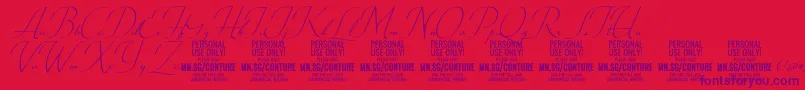 フォントConturescriptPersonalUseOnly – 赤い背景に紫のフォント