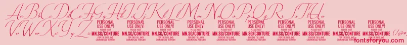 フォントConturescriptPersonalUseOnly – ピンクの背景に赤い文字