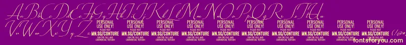 ConturescriptPersonalUseOnly Font – Yellow Fonts on Purple Background