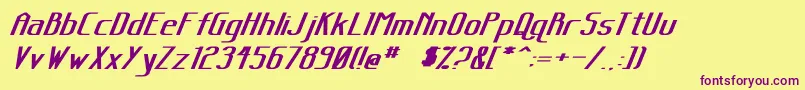 SanityWideBoldItalic Font – Purple Fonts on Yellow Background