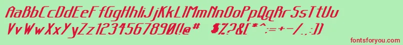 SanityWideBoldItalic Font – Red Fonts on Green Background